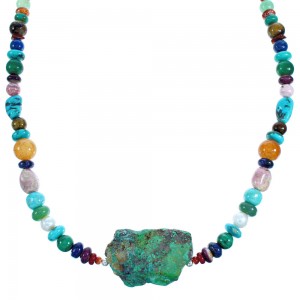 Treasure Genuine Sterling Silver And Multicolor Bead Necklace DX115822