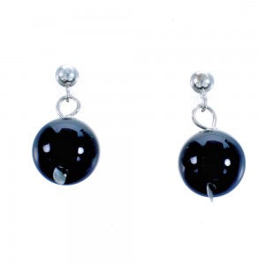 Southwestern Genuine Sterling Silver Black Onyx Bead Post Dangle Earrings DX115730