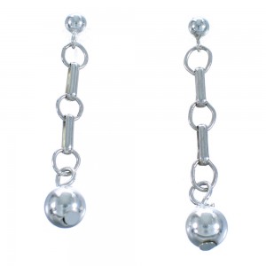 Southwest Sterling Silver Chain Post Dangle Bead Earrings DX115850