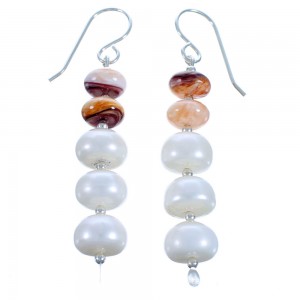 Fresh Water Pearl Oyster Shell Sterling Silver Bead Hook Dangle Earrings DX115865