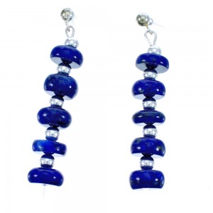 Sterling Silver And Lapis Bead Post Dangle Earrings DX116685