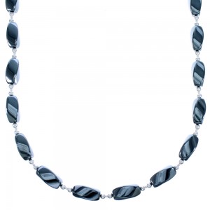 Southwest Genuine Sterling Silver Hematite Bead Necklace DX116790