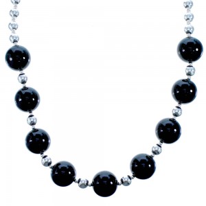 Sterling Silver Onyx Bead Necklace DX116859