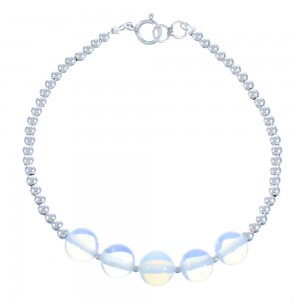 Opalite And Sterling Silver Bead Bracelet BX115935