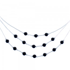 Liquid Silver 3-Strand Black Onyx Necklace BX116191