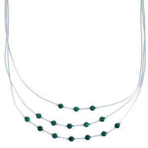 Malachite 3-Strand Liquid Silver Necklace BX116238