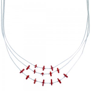 Coral 3-Strand Liquid Silver Necklace BX116243