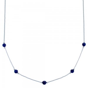 Lapis Liquid Silver Bead Necklace DX117186