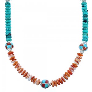 Authentic Sterling Silver Multicolor Southwestern Bead Necklace CS117833