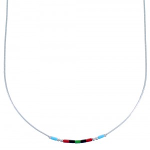 Genuine Hand Strung Liquid Silver & Multicolor 16" Necklace CS117771