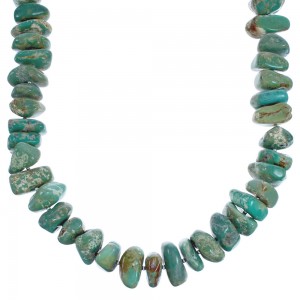 Genuine Sterling Silver Southwest Green Turquoise Bead Necklace BX119747