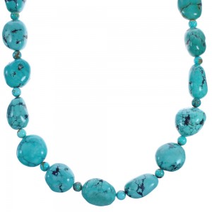 Turquoise Genuine Sterling Silver Bead Necklace BX119753
