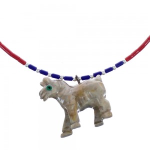 Sterling Silver Multicolor Bead Horse Pendant Necklace BX120720