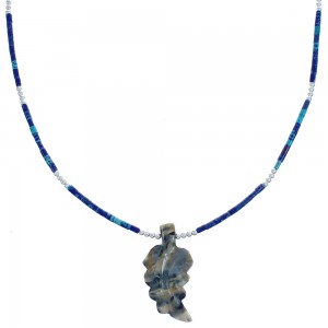 Authentic Sterling Silver Southwestern Azurite And Jasper Leaf Bead Necklace BX120800