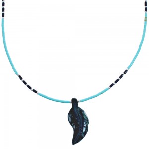 Southwestern Turquoise And Multicolor Sterling Silver Leaf Bead Necklace BX120818