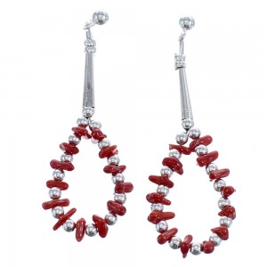 Sterling Silver Coral Bead Post Dangle Earrings BX119791