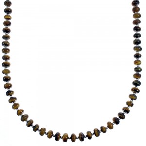 Tiger Eye Authentic Sterling Silver Southwestern Bead Necklace BX120756