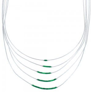 Hand Strung Liquid Silver Malachite 5-Strand Necklace BX120513