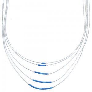 Hand Strung Liquid Silver Azurite 5-Strand Necklace BX120515