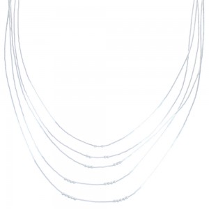 5-Strand Liquid Silver Bead Hand Strung Necklace BX120672