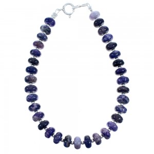 Charoite Sterling Silver Bead Bracelet KX120992