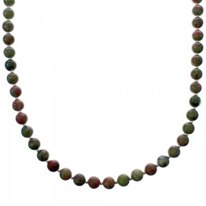 Unakite Bead Necklace KX121087