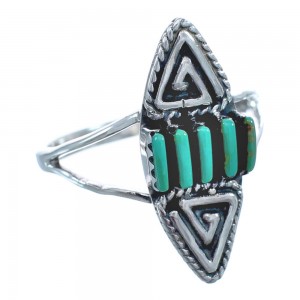 Green Turquoise Sterling Silver Water Wave Ring Size 7-1/2 KX120963