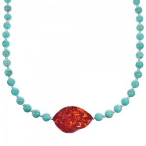 Turquoise Amber Southwest Bead Necklace KX120912