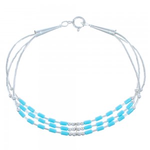 Turquoise 3-Strand Liquid Silver Southwestern Bracelet KX120939