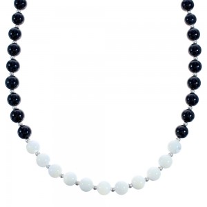 Onyx And Mother Of Pearl Bead Necklace KX121011