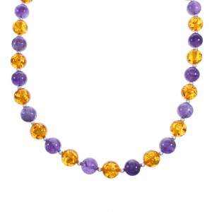 Southwest Amber and Amethyst Bead Necklace KX121137