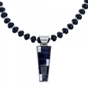 Southwest Onyx and Mother Of Pearl Necklace Set KX121146