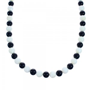 Southwest Mother Of Pearl and Onyx Bead Necklace KX121149