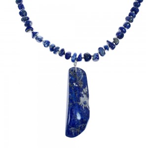 Lapis Sterling Silver Bead Necklace KX121159