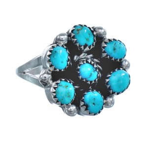 Native American Authentic Sterling Silver Turquoise Ring Size 5-3/4 JX122163