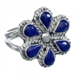 Native American Lapis Silver Flower Ring Size 8-1/2 AX122461