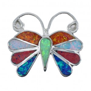 Native American Zuni Multicolor Opal Inlay Butterfly Pin Pendant JX122814