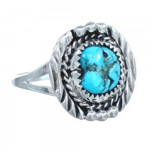 Turquoise Navajo Genuine Sterling Silver Ring Size 9 AX123152