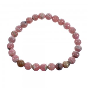 Native American Rhodochrosite Stretch Bead Bracelet JX123422