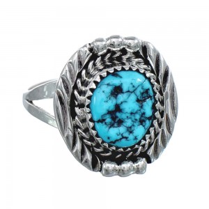 Native American Genuine Sterling Silver Turquoise Ring Size 6-1/2 AX124101