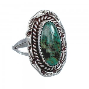 Navajo Genuine Sterling Silver Turquoise Ring Size 7-1/4 AX123950