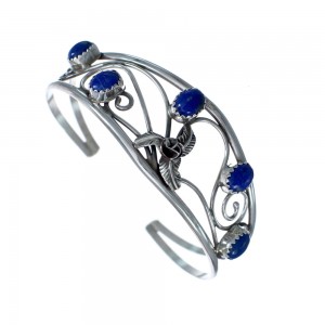 Native American Navajo Sterling Silver Lapis Cuff Bracelet JX123914