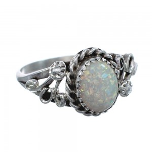 Native American Sterling Silver Opal Ring Size 9-1/4 AX124863