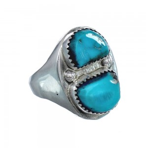 Turquoise Navajo Genuine Sterling Silver Ring Size 10-3/4 JX126550