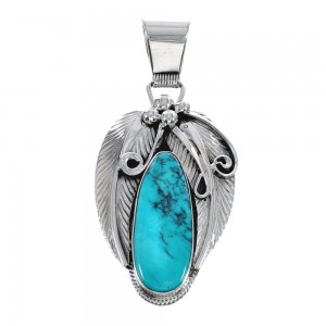 Turquoise Leaf Sterling Silver Native American Pendant JX126360