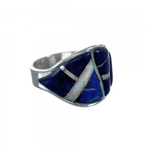 Lapis Opal And Sterling Silver Southwest Ring Size 7-1/2 JX126784