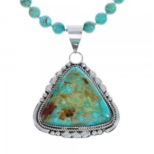 Sterling Silver Turquoise Zuni Bead Pendant Necklace Set AX127308