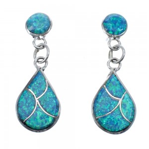 Zuni Opal Sterling Silver Post Dangle Earrings JX127331