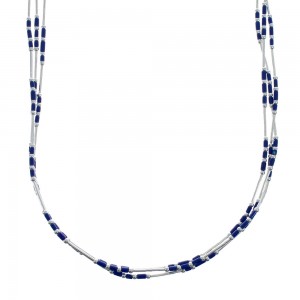 3 Strand Lapis Hand Strung Genuine Sterling Liquid Silver Necklace JX127341