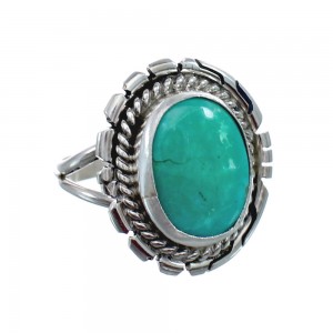 Native American Turquoise Sterling Silver Navajo Ring Size 8-3/4 AX127910